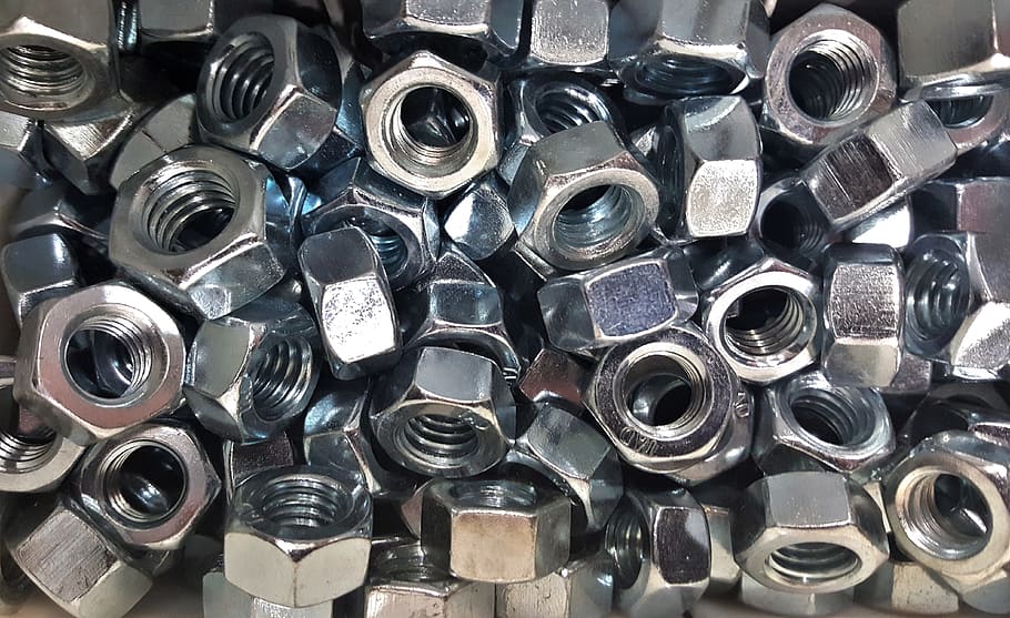 stainless steel nuts, stainless steel, nuts, nuts and bolts, screw, steel, metal, metallic, tools, tool kit