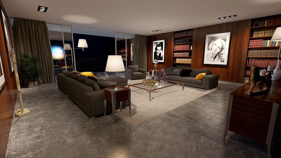 gray, sofa, living, room, apartment, interior design, design, modern, luxury, domestic Room