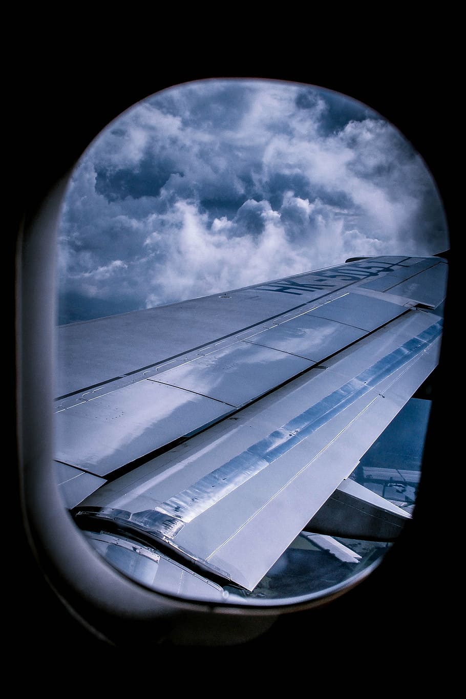 plane, wing, sky, flight, travel, fly, aircraft, blue, clouds, cloud - sky