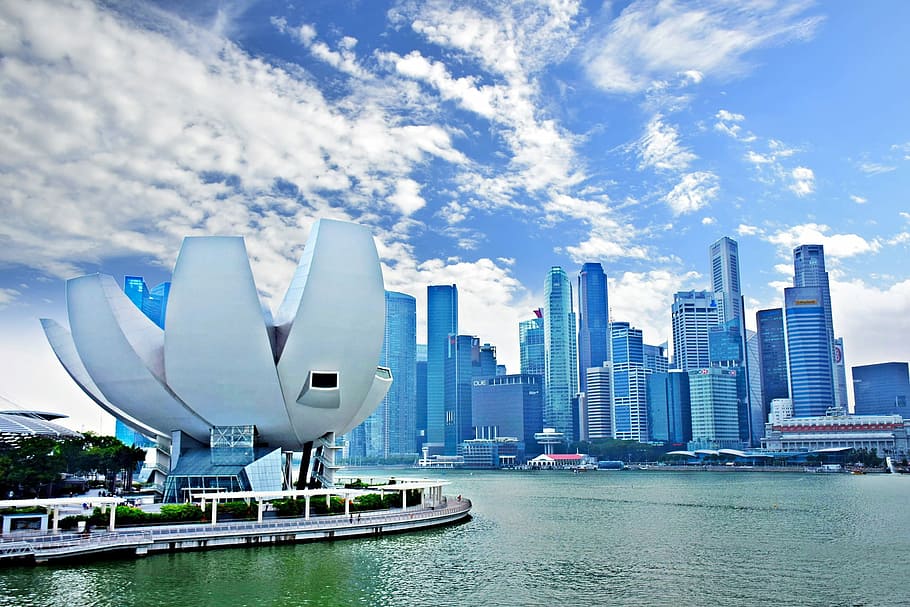 都市の景観, 水, 超高層ビル, マリーナベイ, アーバンスカイライン, アーバンシーン, シンガポール, 都市, 建築, 有名な場所