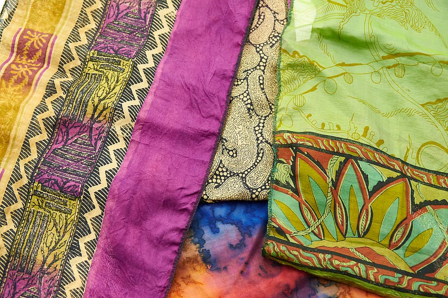 sari, fabric, background, silk, indian, textile, scarf, cloth, material, colorful