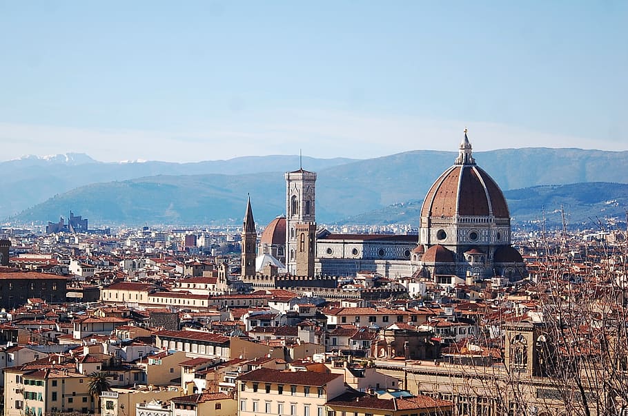 aerial, brown, beige, dome building, Italy, Florence, Architecture, View, city, tour