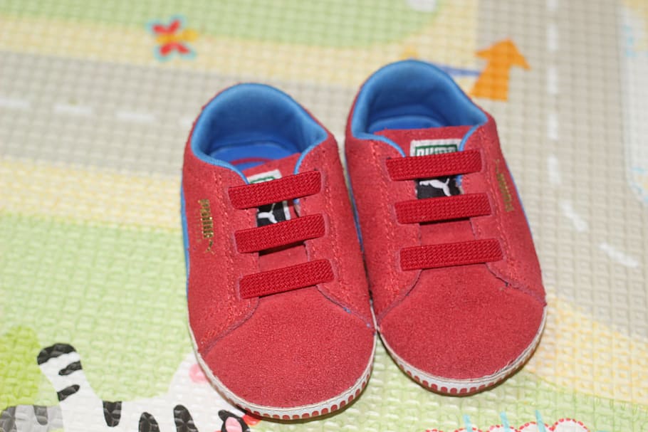 baby, shoes, red, shoe, close-up, pair, sport, focus on foreground, blue, still life