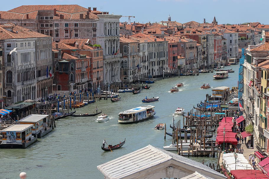 venecia, techos, canal, italia, venezia, techo, panorama, puente de rialto, agua, feriado