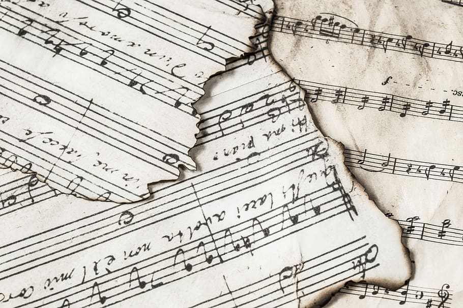 burnt music sheets, paper, no person, sketch, music notes, music, nuts, sheet music, classic, show ladder