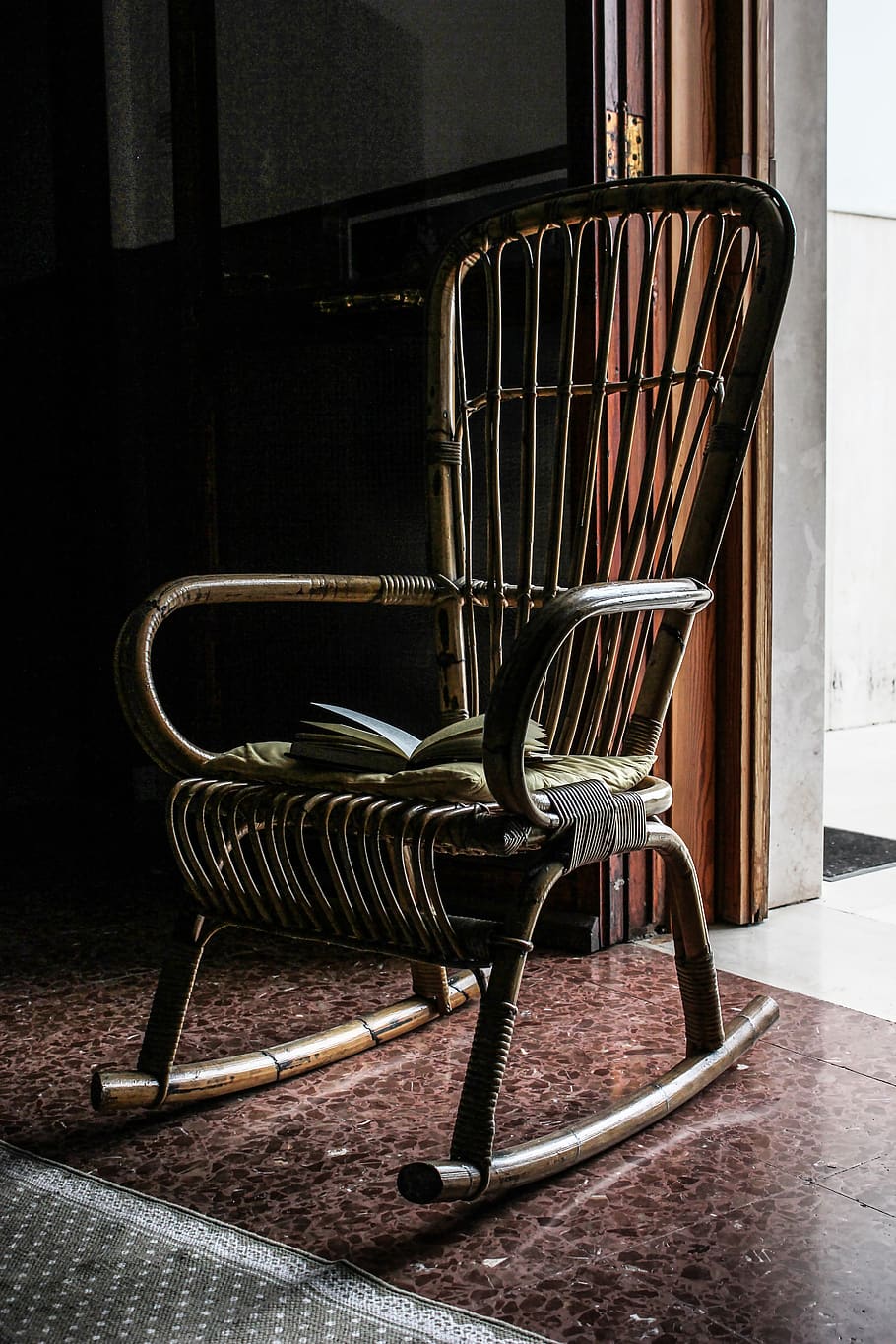 chair, bamboo, relaxation, meditation, seat, absence, empty, metal, indoors, day