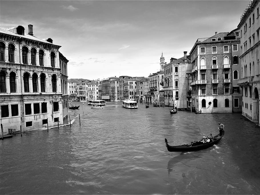góndola, canal, Venecia, arquitectura, edificios, agua, edificios históricos, viajar, bellamente, centro de la ciudad