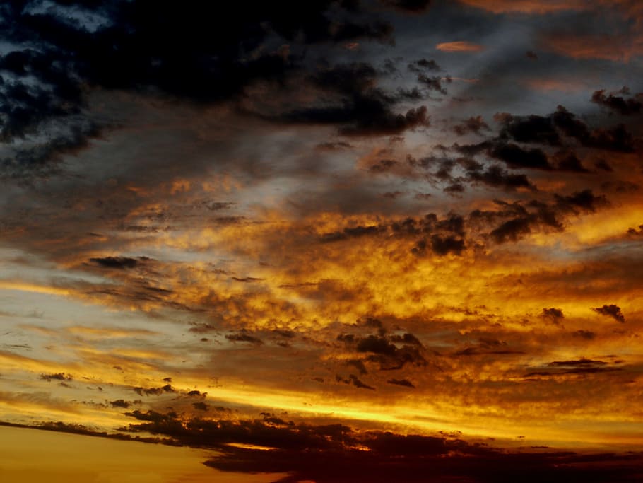 Sunrise, Dramatic, Morgenrot, dark clouds, sky, clouds, skies, orange, yellow, black