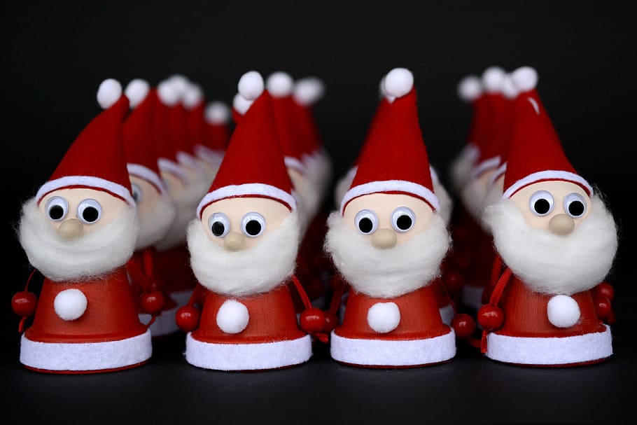 coleção de minifiguras de papai noel, nicholas, tecido, papai noel, advento, vermelho, época de natal, boné, comemorar, cláusulas de papai noel