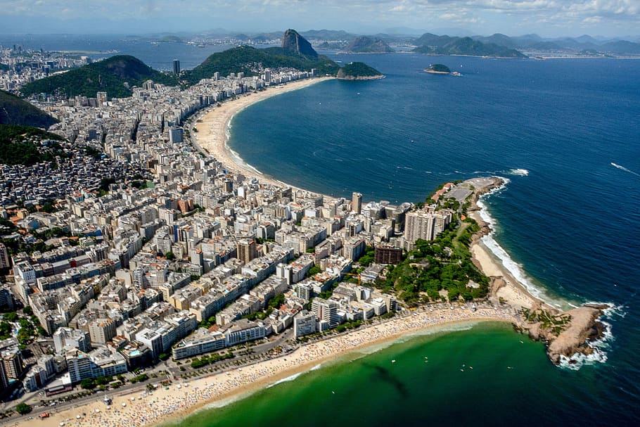 brazil, rio, landscape, wave, mountain, tourism, bay, city, statue, nature