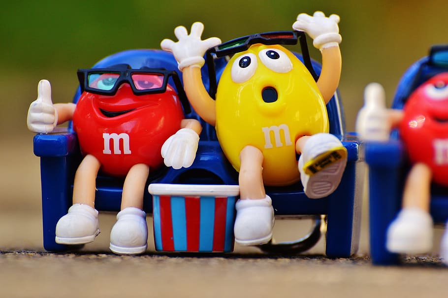 M M'S, キャンディ, 楽しい, 3Dメガネ, 面白い, プラスチック, スポーツ, 多色, 子供時代, 人なし