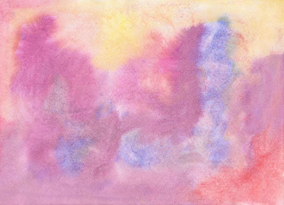 ungu, kuning, biru, abstrak, lukisan, pink, krem, karya seni, tekstur, cat air