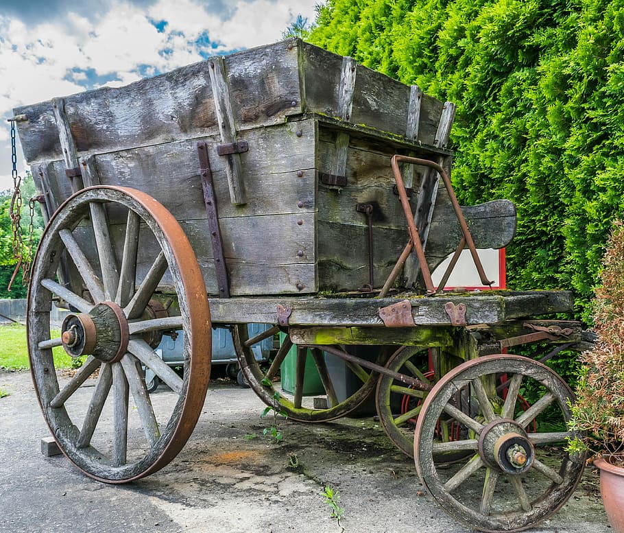 Cart, Handcart, Transport, zugkarre, wooden wheel, old, spokes, nostalgia, agriculture, horse Cart