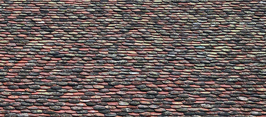 sin título, techo de tejas, viejo, desgastado, renovado, reemplazado, tejas, leicester abbey, württemberg, techo