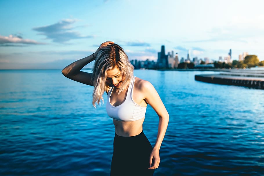 fitness girl, city coast, Fitness, girl, city, coast, people, diet, exercise, fit