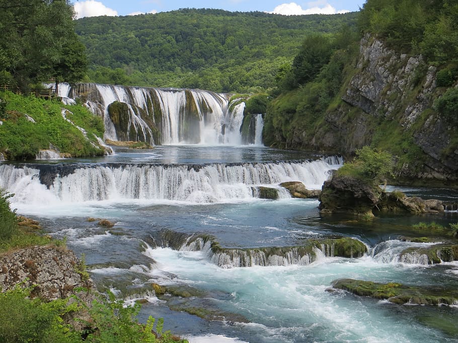 srtbacki abdomen, waterfall, wasserfall, nature, water, flow, green, landscapes, scenic, idyllic