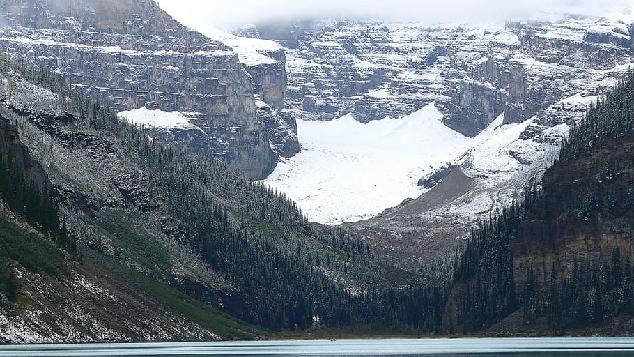 Lake Louise, Canada, Scenic, Travel, majestic, rocky mountains, cold, ice, snow, water