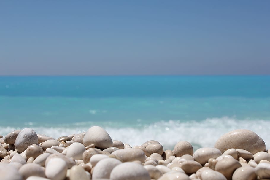 white, stones, sea shore, daytime, macro photography, beach, sea, pebbles, seascape, journey