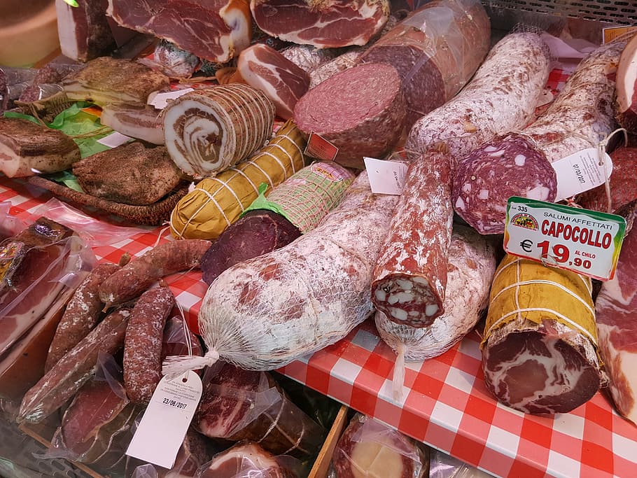 sausage, meat, fleischer, food, eat, salami, ham, fat, substantial, smoked