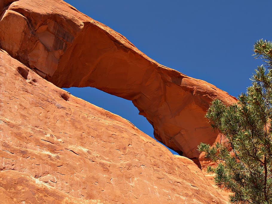 Wilson Arch, Rojo, Rock, arches national park, erosion, nature, landscape, rock - object, blue, outdoors
