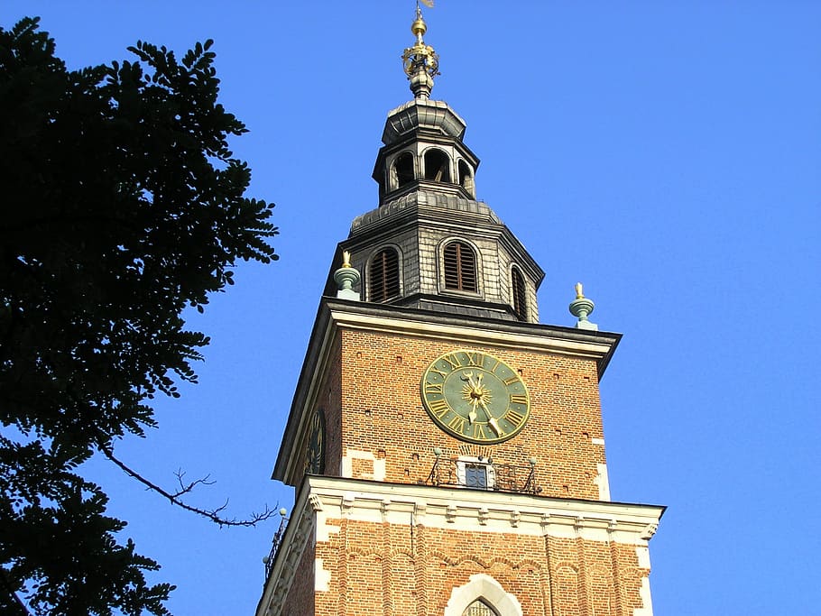 Cracovia, Polonia, edificios, arquitectura, Torre, reloj, tiempo, torre del reloj, exterior del edificio, edificio