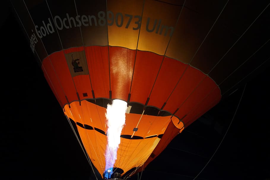 balloon, hot air balloon, hot air balloon ride, ballooning, hot air balloon rides, sleeve, at night, balloon glow, fire, burner
