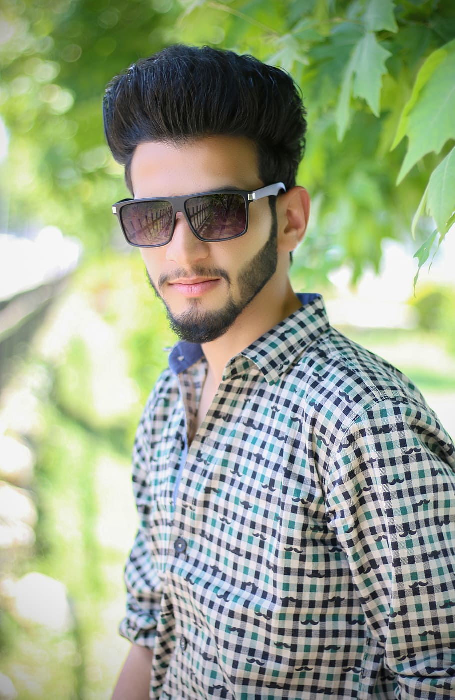 man, standing, tree, stylish boy, fashion, man's fashion, blurry background, glasses, asian boys, pakistan fashion