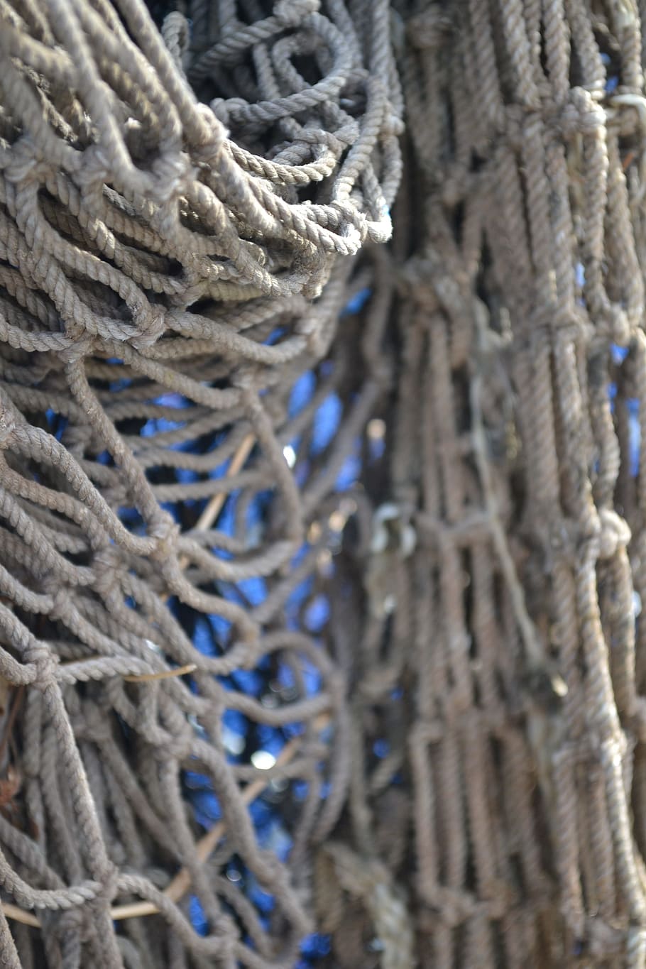 ロープ, ネット, 貨物, ぶら下がりロープ, 機器, 釣り, 結び目, 海, 網, クローズアップ