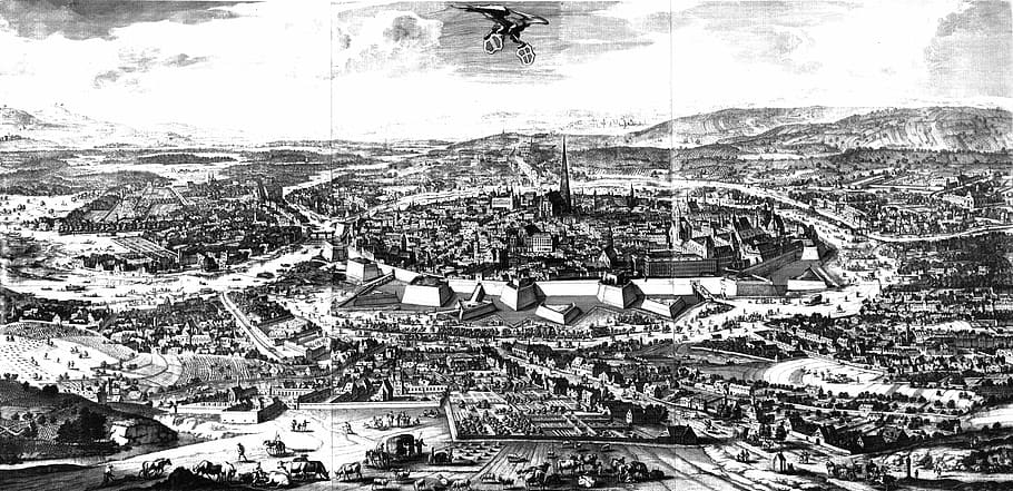 ウィーン, オーストリア, 1683, 図面, アートワーク, 写真, パブリックドメイン, 黒と白, イラスト, 人