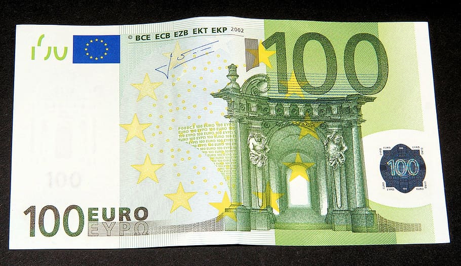 100 billetes, billete de un dólar, 100 euros, moneda, billetes, anverso, papel moneda, finanzas, riqueza, negocios