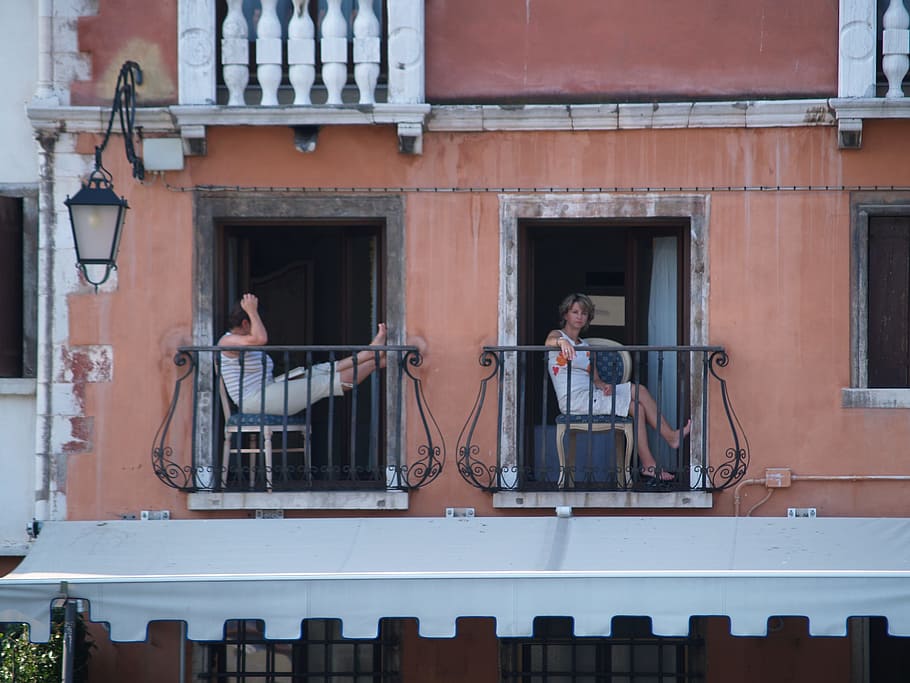 Venesia, Siesta, Istirahat, Pemulihan, Balkon, eksterior bangunan, arsitektur, jendela, struktur buatan, di luar ruangan