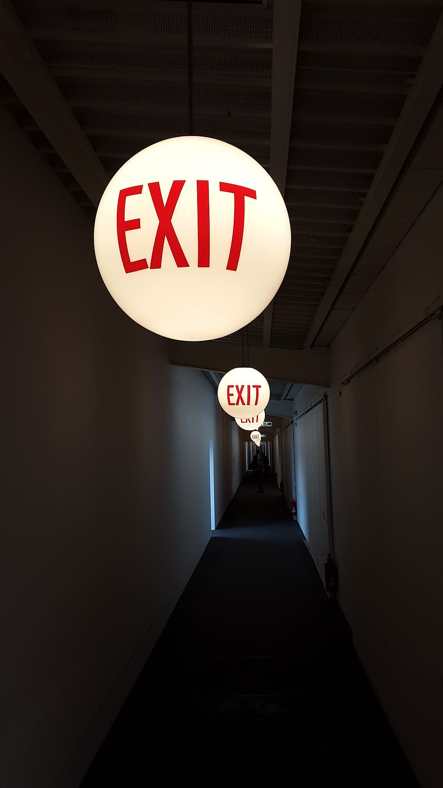 output, exit, gang, lamp, communication, sign, text, direction, indoors ...