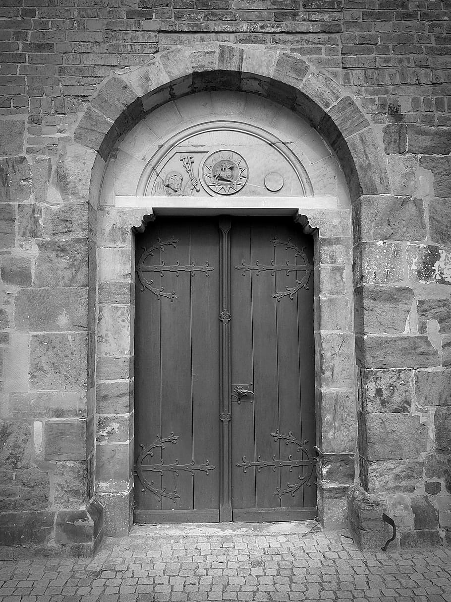 Door, Input, Church, Historically, Wood, ornament, metal, closed, goal, entrance
