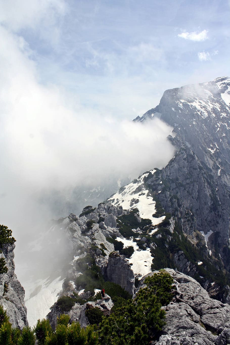 kabut, mistis, hantu, gunung, tanah berchtesgadener, alpine, bavaria, obersalzberg, pandangan, dari sarang elang