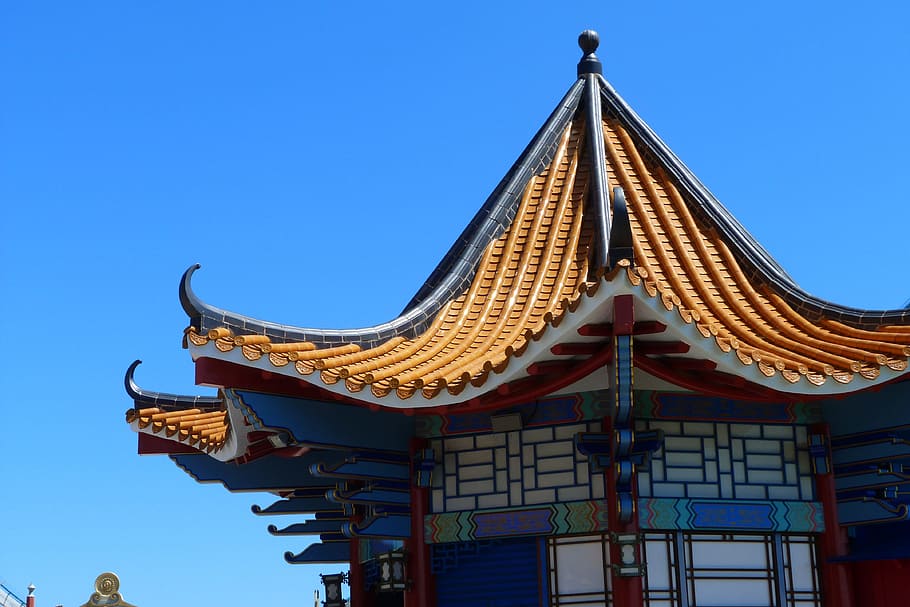 Port Aventura, China, Texas, Ceiling, china, texas, architecture, building exterior, blue, cultures, built structure