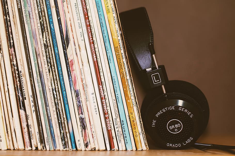 headphones, music, song, foam, playlist, band, singer, wire, vinyl, record