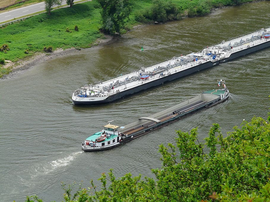 Ships, Shipping, Transport, Water, Pass, traffic, transport of goods, inland waterway transport, high angle view, day
