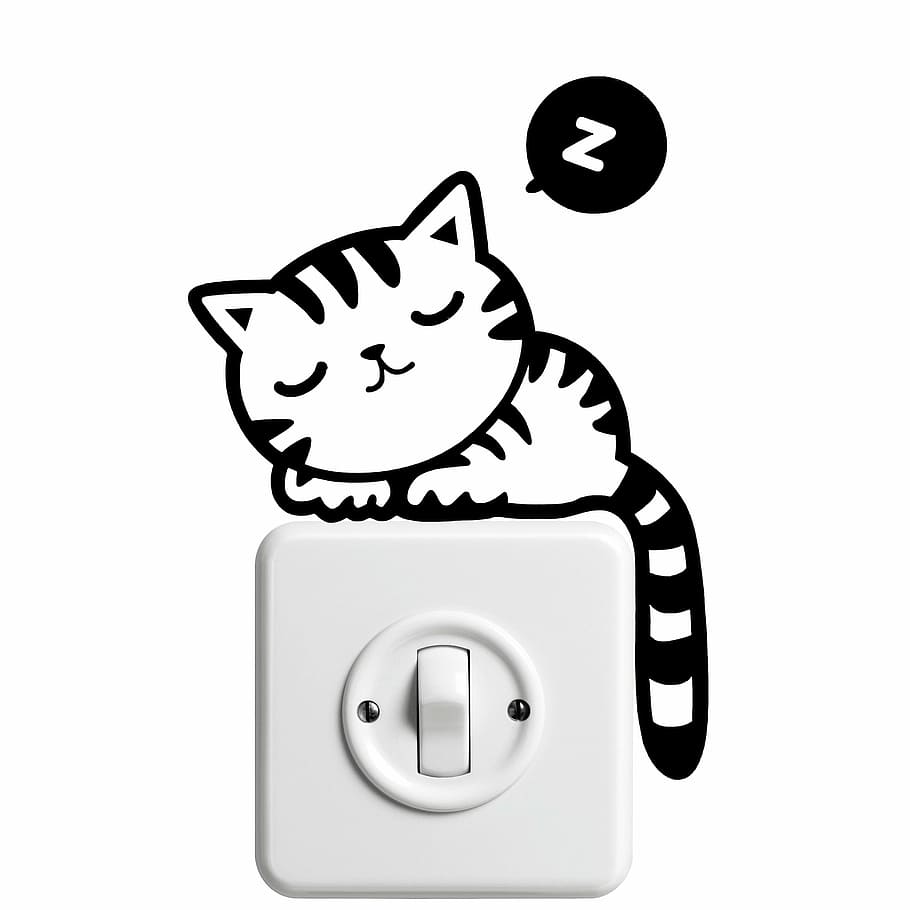 ilustración del gato, superior, blanco, eléctrico, interruptor, gato, gatito, mascota, gato doméstico, gato bebé
