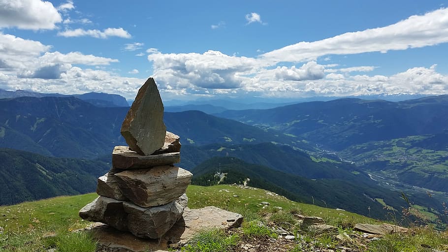 rule, thirds photography, gray, stack stones, stones, mountains, italy, sky, landscape, summit