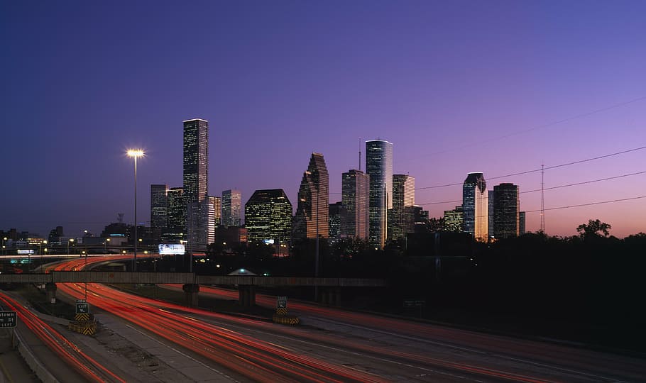 spalt road, high-rise, building, blue, sky, houston, texas, usa, skyscraper, carol m highsmith
