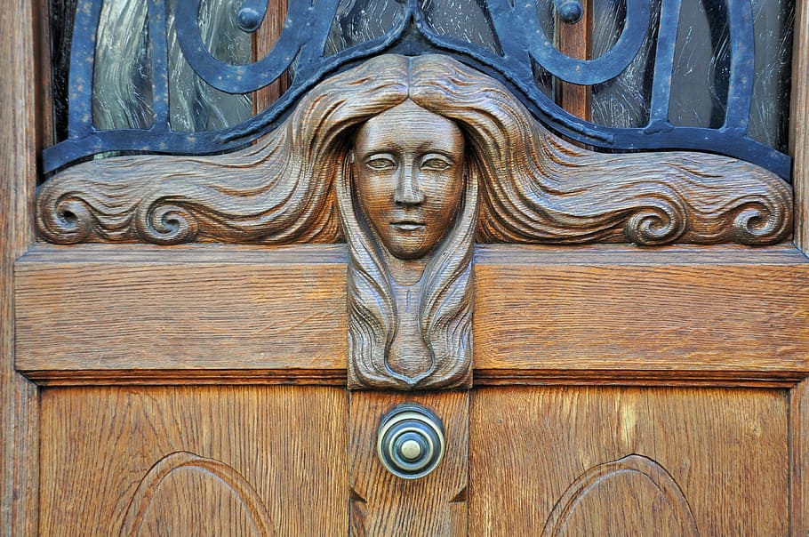 door, wooden door, carved door, alsace, house, alsatian house, village, france, french village, old house