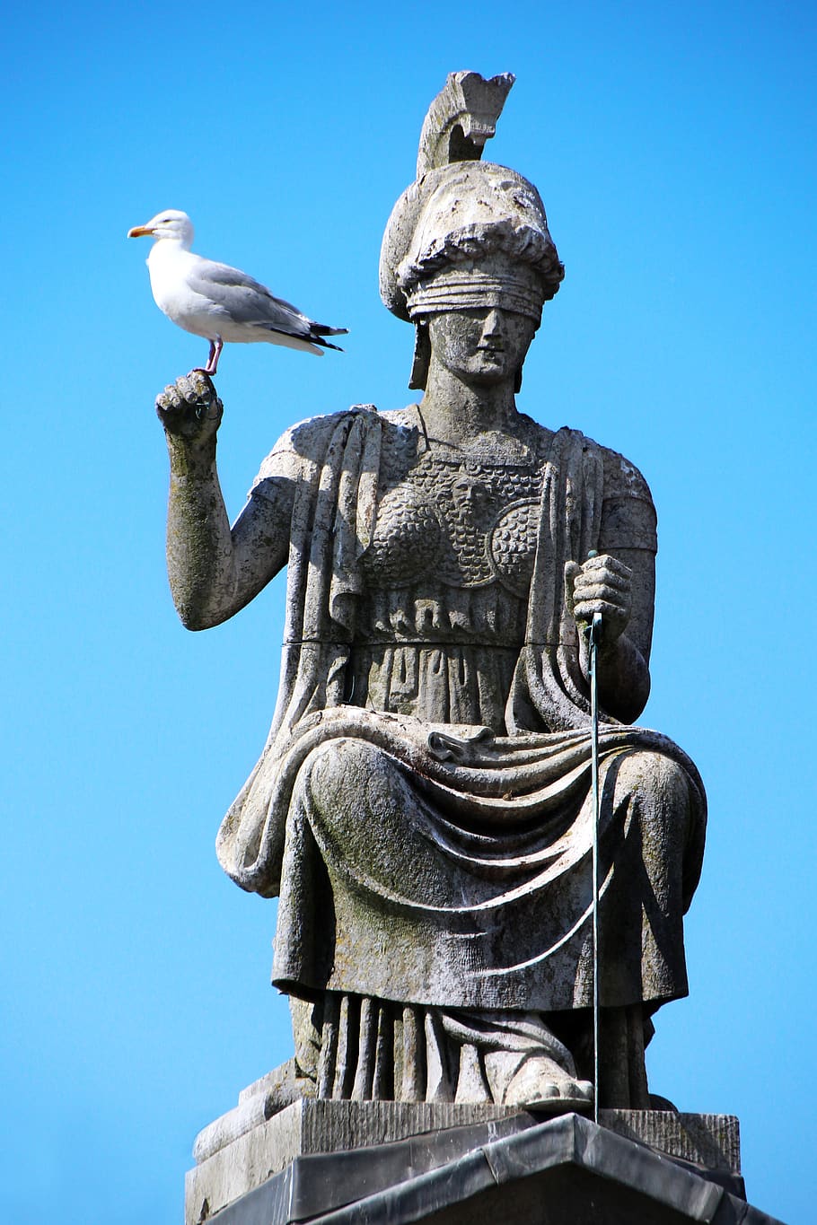 justitia, court, blind, seagull, statue, goddess, justice, case law, right customer, jura