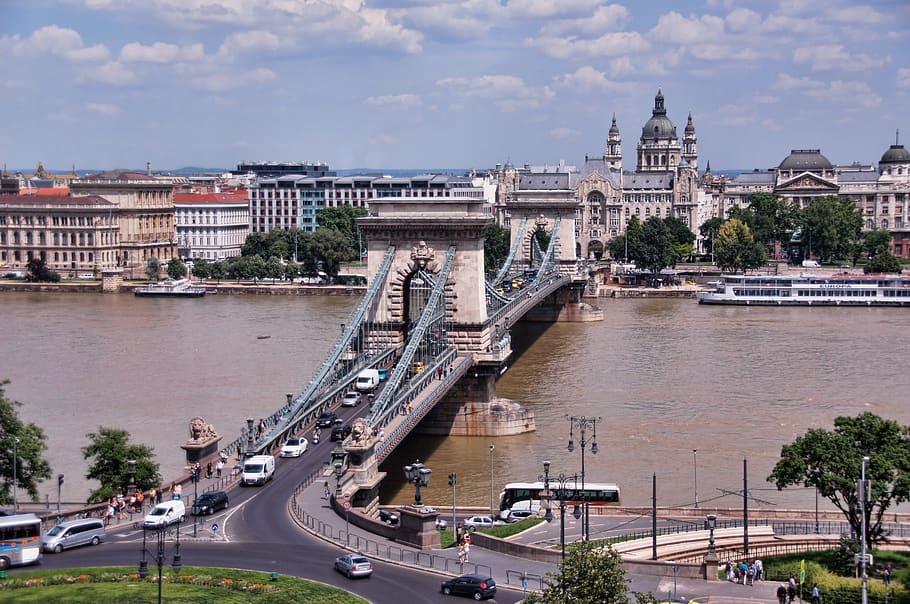 danube, panorama, budapest, chain bridge, city, river, water, city panorama, outlook, city trip