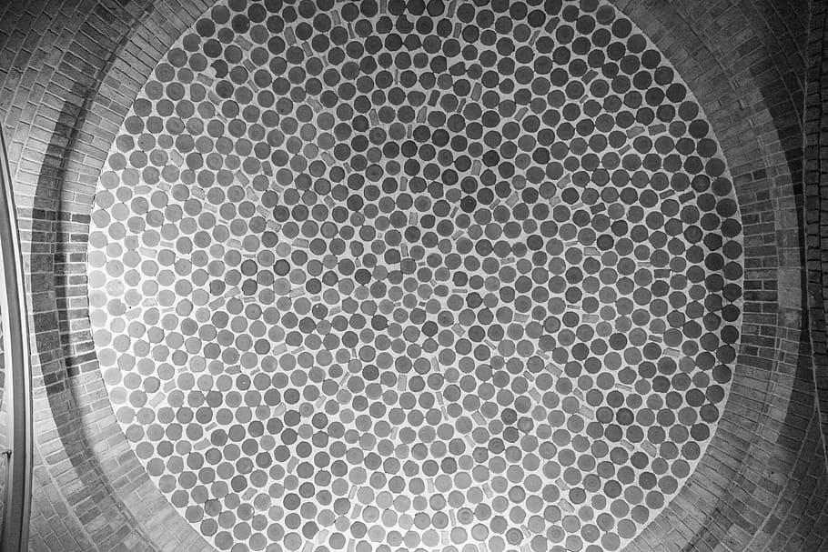 dots, black and white, texture, circle, symmetrical, ceiling, beautiful, architecture, decoration, geometric