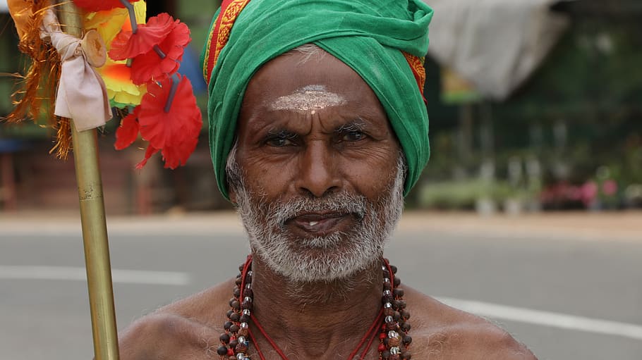 homem, sri lanka, índia, feliz, pessoas, adulto, retrato, asiáticos, festival de kataragama, senhor kadiragamar