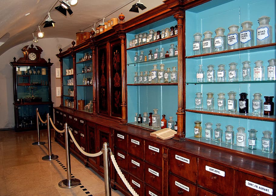 Bottle, Wardrobes, Pharmacy, Glass, the bottle, old, medications, medical, chemistry, the museum