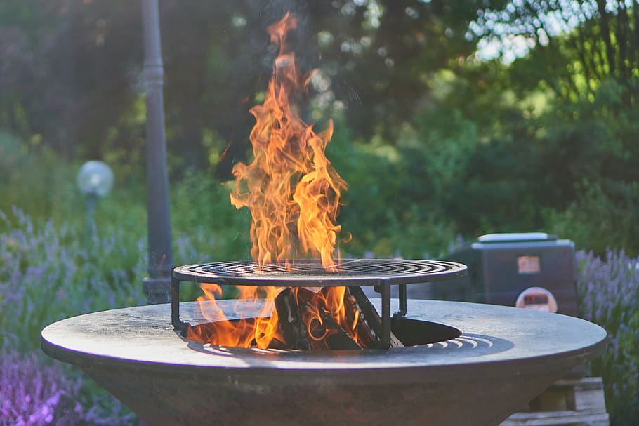 fire, fireplace, grill, barbecue grill, cast iron, flame, barbecue, campfire, burn, hot