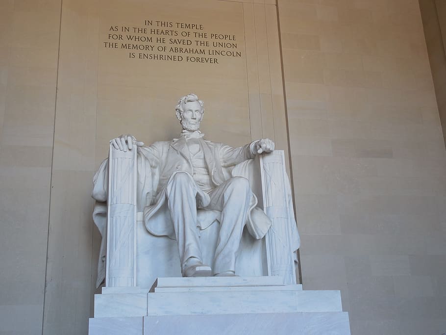 hombre, sentado, estatua de sillón, sillón, estatua, Lincoln, memorial, Abraham Lincoln, punto de referencia, ciudad