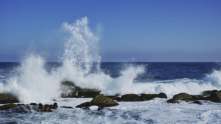 foto, olas del mar, azul, cielo, cielo azul, olas, mar, peinado, jumunjin,  mar azul | Pxfuel