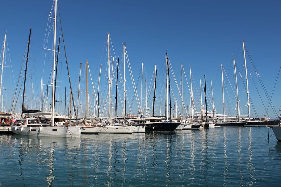 Palma De Mallorca, Promenade, Boats, nautical vessel, harbor, moored, water, yacht, sailboat, mode of transportation